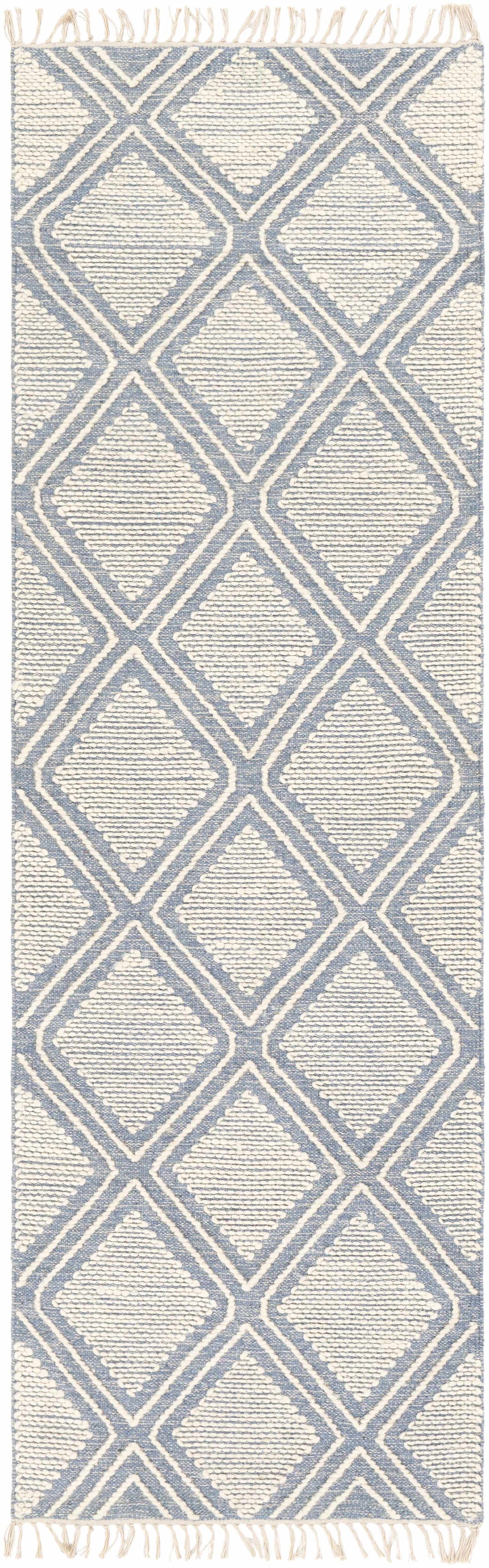 Wausa Denim Trellis on Cream Cotton/wool Rug - Clearance