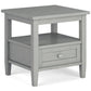 Warm Shaker Solid Wood 20-Inch Wide Transitional End Table in Fog