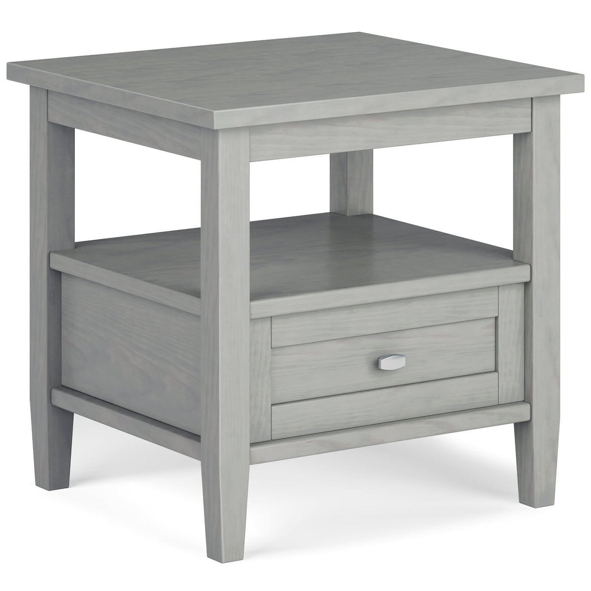 Warm Shaker Solid Wood 20-Inch Wide Transitional End Table in Fog