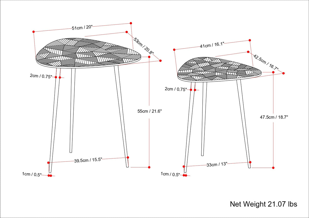 Shelton 2 Piece Metal Nesting Table - Nickel