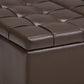 Harrison 36 Inch Wide Coffee Table Storage Ottoman in Chocolate